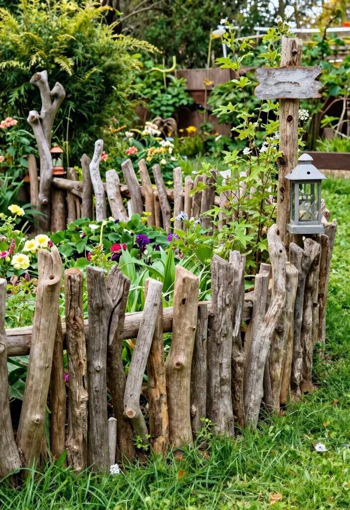 10 Rustic Garden Fence Ideas for Natural Outdoor Charm - 7. Driftwood Fence 1