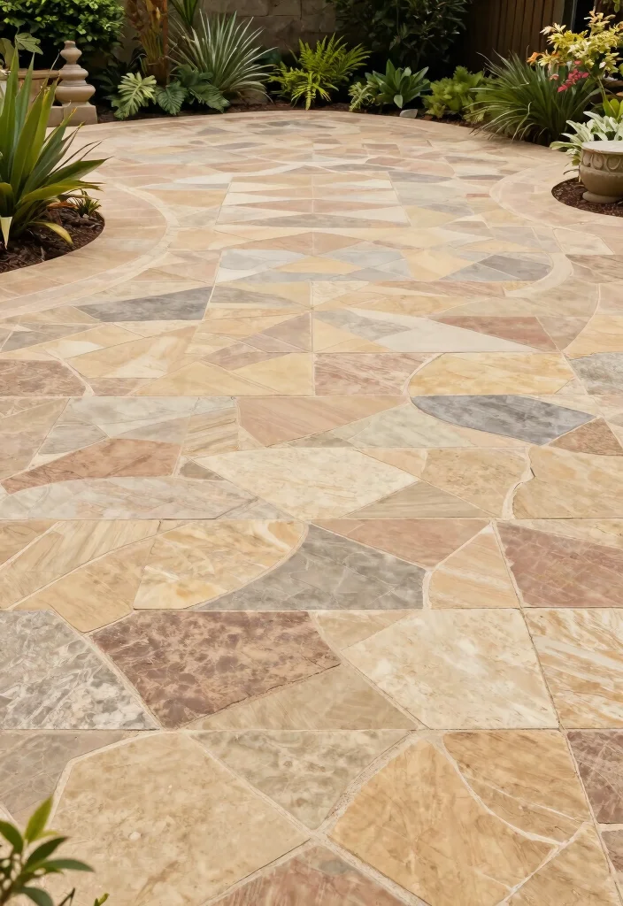 10 Sandstone Patio Ideas for Natural and Timeless Design - 6. Artistic Sandstone Patterns 1