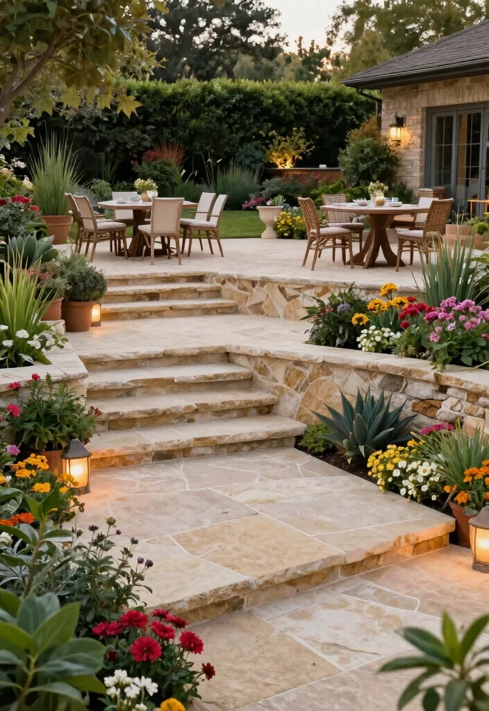 10 Sandstone Patio Ideas for Natural and Timeless Design - 8. Multi-Level Patios 1