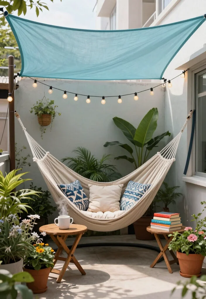 10 Shade Sail Patio Ideas for Flexible Sun Protection - 1. Cozy Reading Nook 1