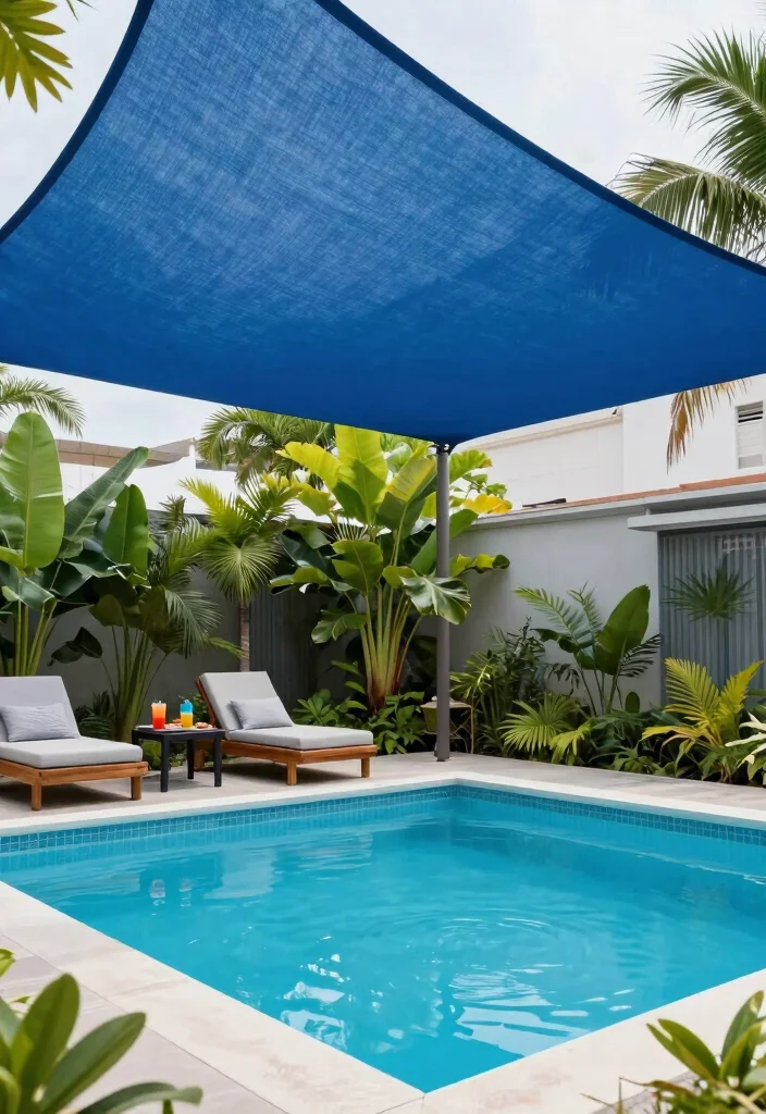 10 Shade Sail Patio Ideas for Flexible Sun Protection - 7. Poolside Paradise 1