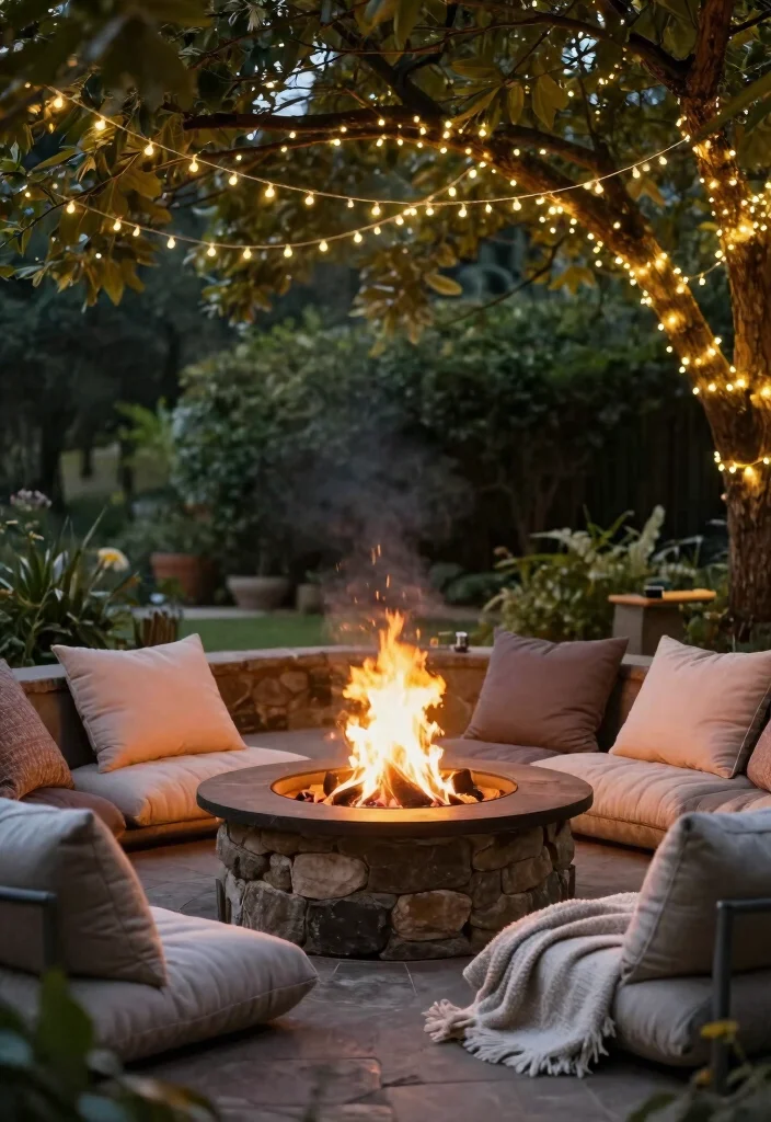 10 Shady Patio Ideas to Stay Cool Outdoors - 10. Cozy Fire Pit Area Under the Stars 1