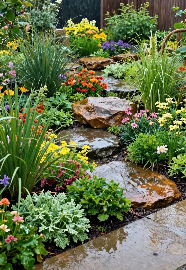 10 Two Acre Backyard Ideas for Large Scale Outdoor Planning - 4. Sustainable Rain Garden 1