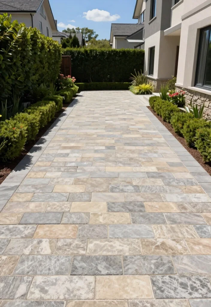 12 Backyard Ideas With Pavers for Clean and Modern Yards - 4. Paver Driveways 1