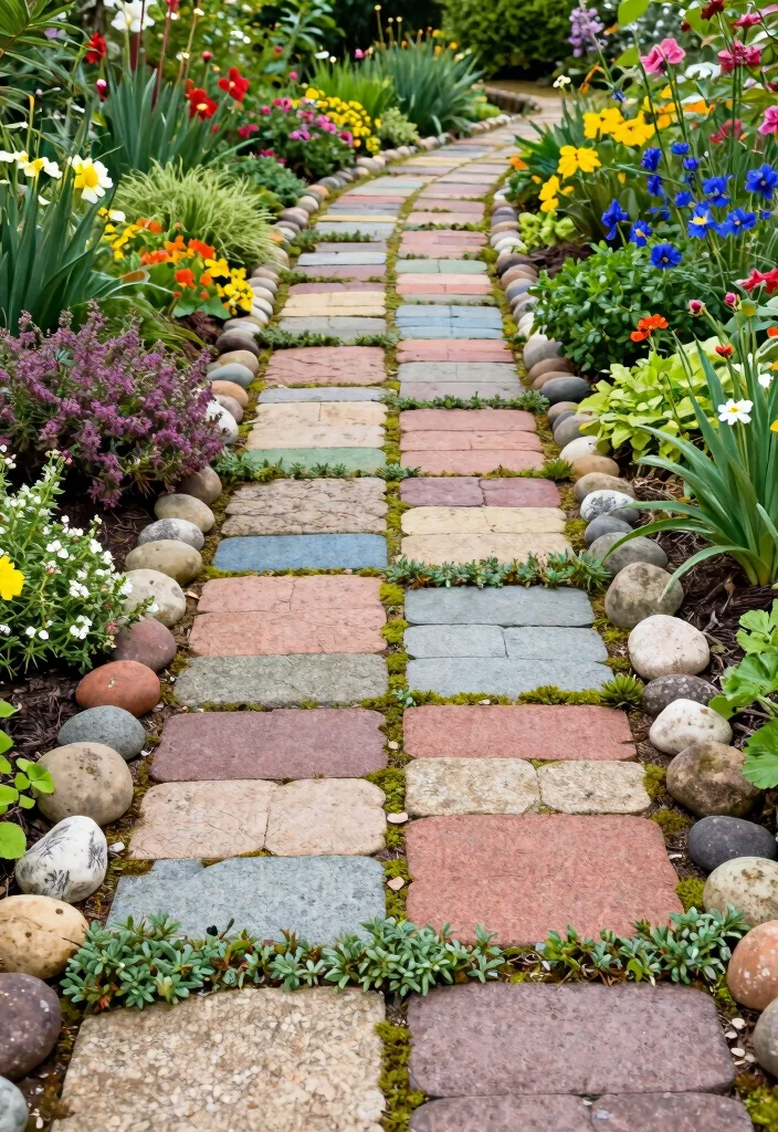 12 Backyard Ideas With Pavers for Clean and Modern Yards - 6. Paver Garden Paths 1