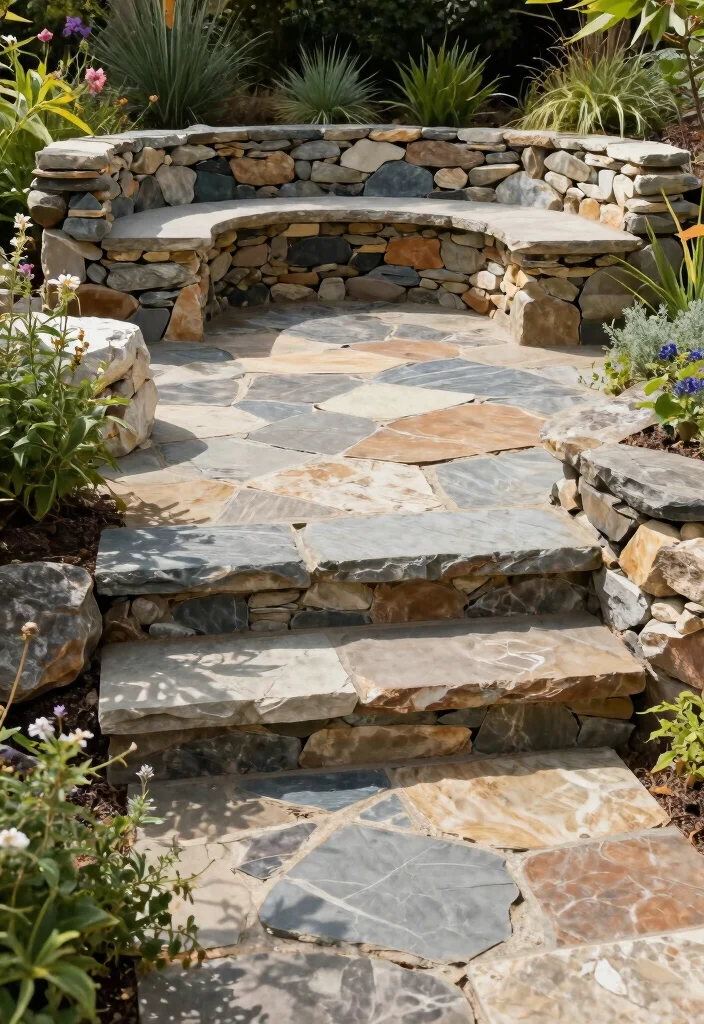 12 Backyard Stone Patio Ideas for Long Lasting Style - 11. Sustainable Stone-Layered Patio 1