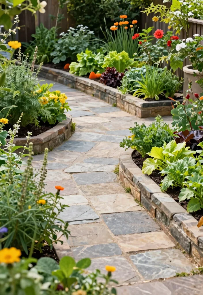 12 Backyard Stone Patio Ideas for Long Lasting Style - 12. Edible Stone Patio: A Garden of Flavor 1