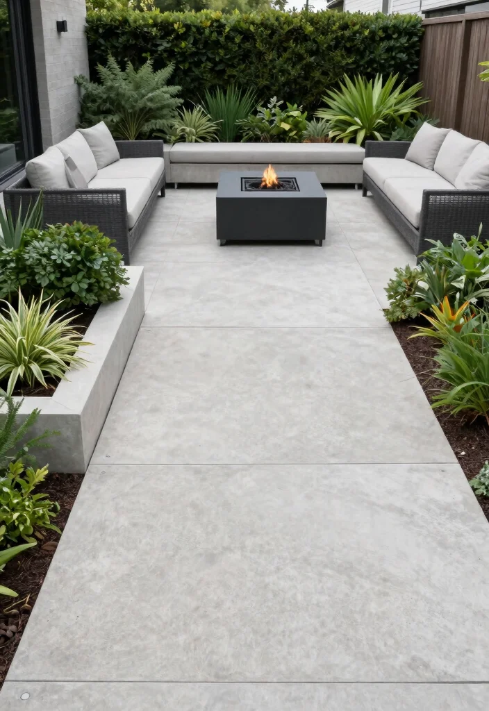 12 Backyard Stone Patio Ideas for Long Lasting Style - 3. Modern Concrete Slabs 1