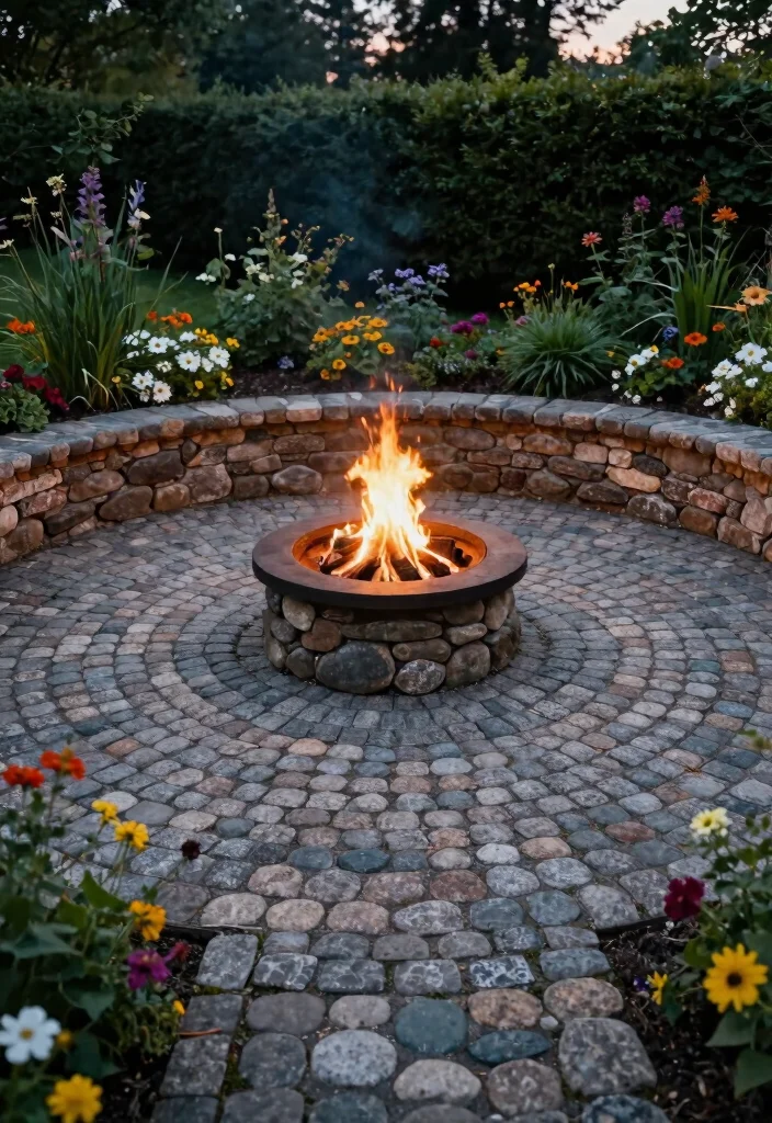 12 Backyard Stone Patio Ideas for Long Lasting Style - 5. Cobblestone Charm 1