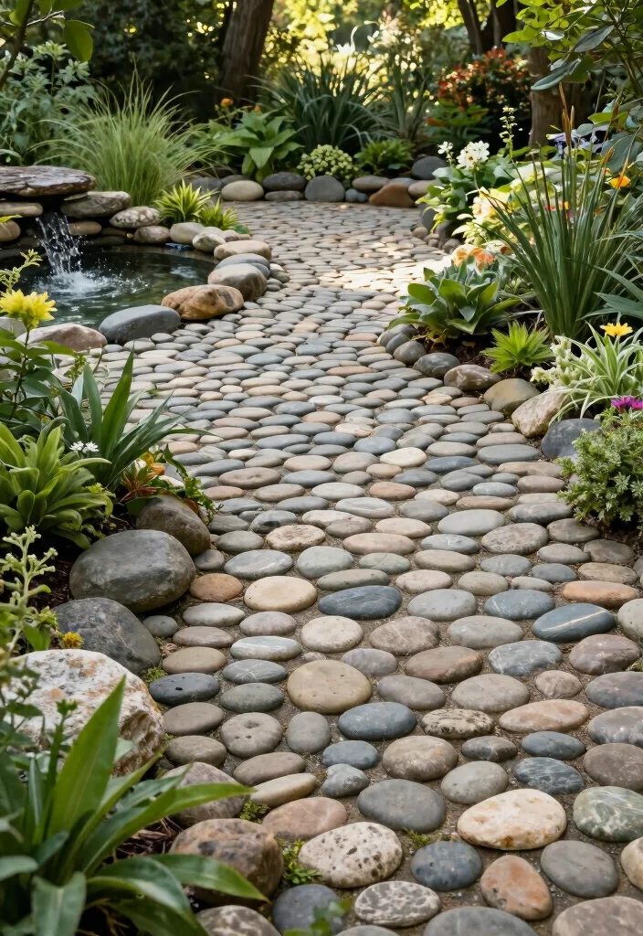 12 Backyard Stone Patio Ideas for Long Lasting Style - 6. Rustic River Rock 1