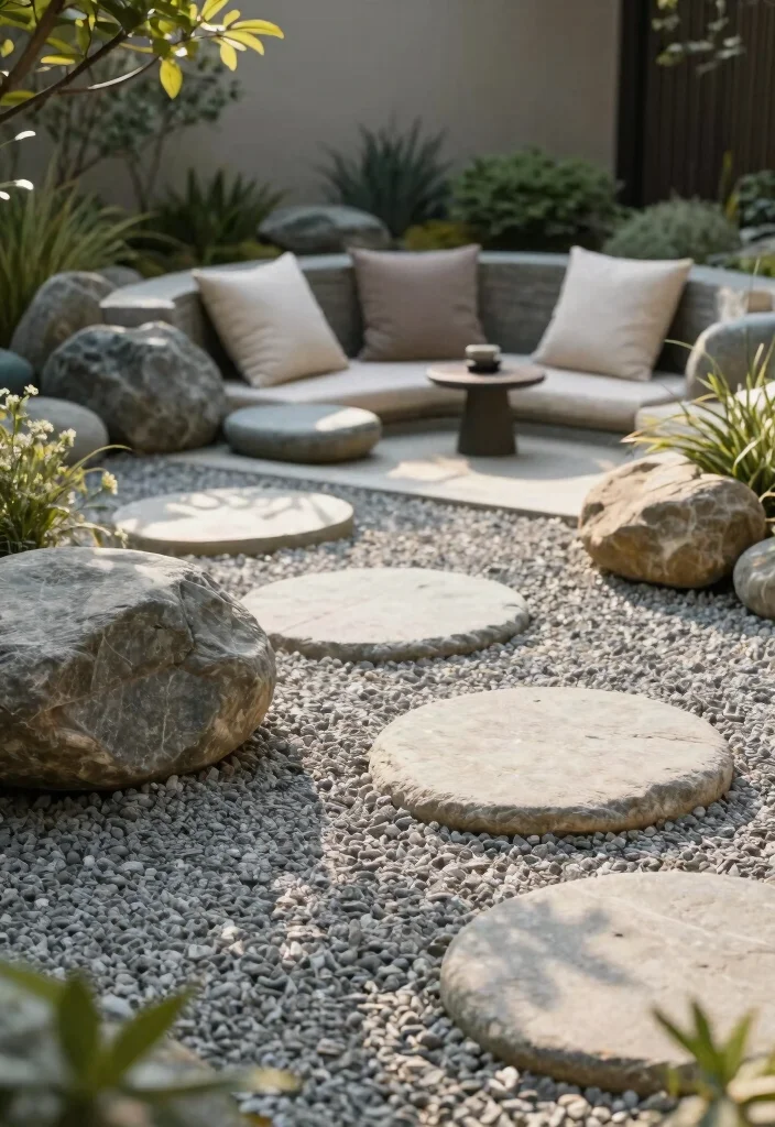 12 Backyard Stone Patio Ideas for Long Lasting Style - 9. Zen-Inspired Stone Garden Patio 1