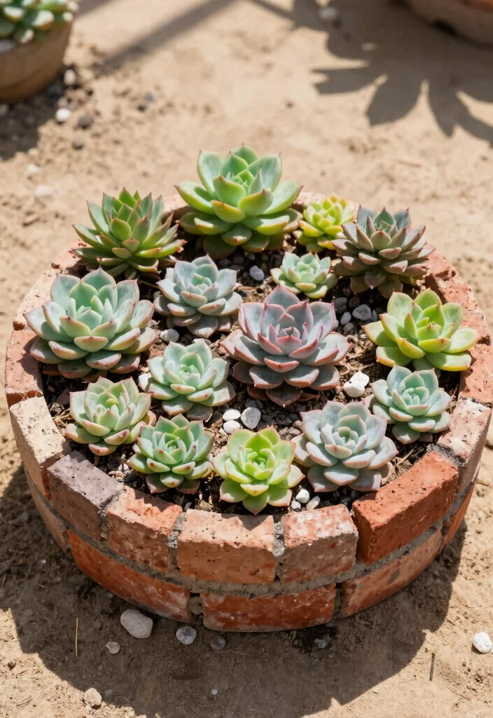 12 Brick Planter Ideas for Classic and Durable Garden Design 67 12 Brick Planter Ideas for Classic and Durable Garden Design - 7. Brick Planter for Succulents 1