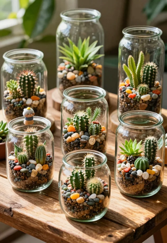 12 Cactus Planter Ideas for Low Maintenance Outdoor Style - 9. Glass Jar Terrariums 1