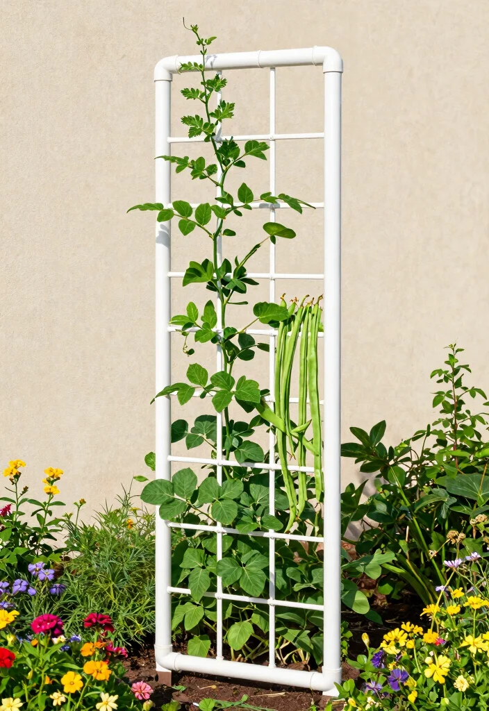 12 Climbing Plant Trellis Ideas for Vertical Garden Growth - 2. Vertical PVC Pipe Trellis 1