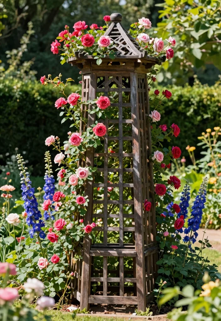 12 Climbing Plant Trellis Ideas for Vertical Garden Growth - 8. Decorative Obelisk Trellis 1