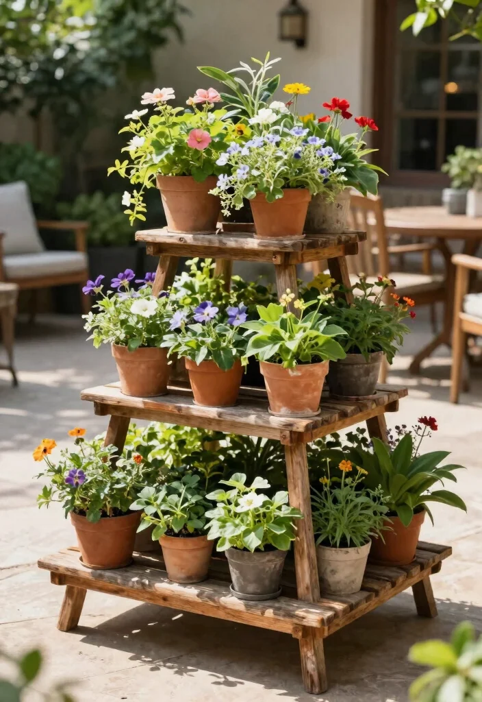 12 Container Planter Ideas for Patios, Porches, and Small Spaces 45 12 Container Planter Ideas for Patios, Porches, and Small Spaces - 5. Tiered Plant Stands 1