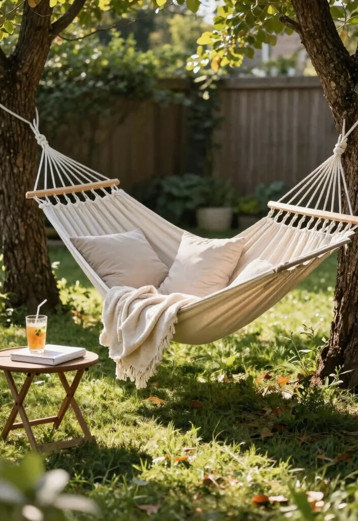 12 Cozy Backyard Landscaping Ideas for Relaxed Outdoor Living 23 12 Cozy Backyard Landscaping Ideas for Relaxed Outdoor Living - 3. Hammocks for Lazy Afternoons 1
