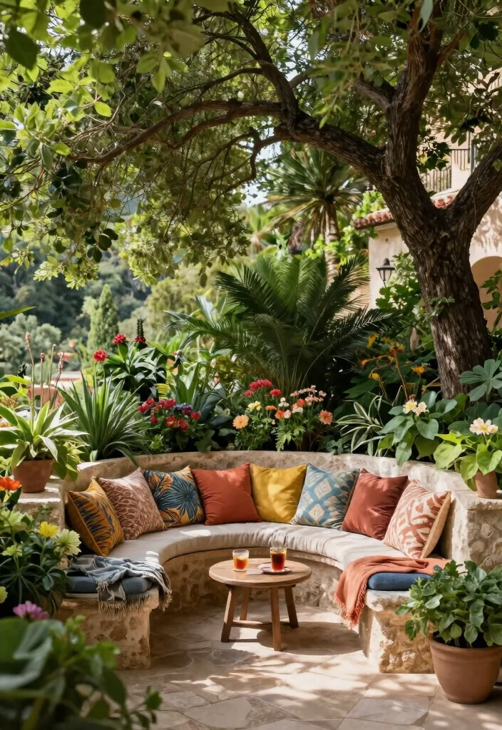 12 Mediterranean Backyard Ideas for Warm and Inviting Spaces 111 12 Mediterranean Backyard Ideas for Warm and Inviting Spaces - 11. Seating Nooks with Natural Shade 1