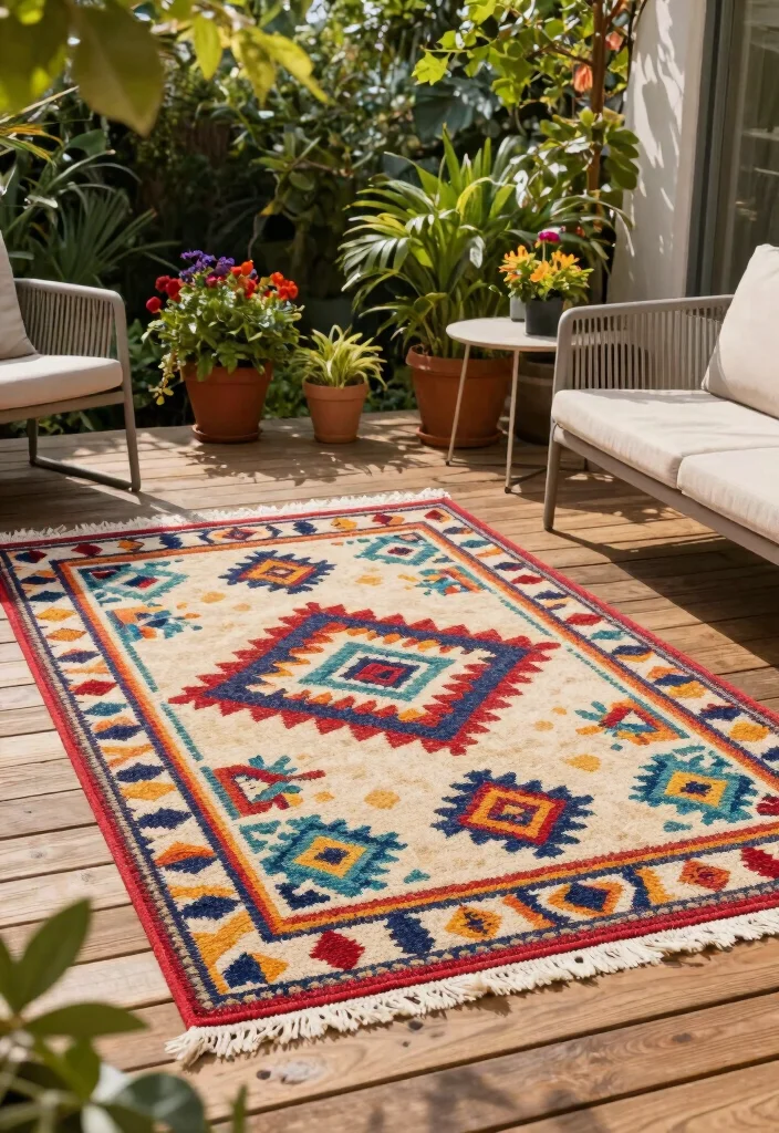 12 Modern Patio Ideas for Clean Outdoor Living - 10. Outdoor Rugs for Comfort 1