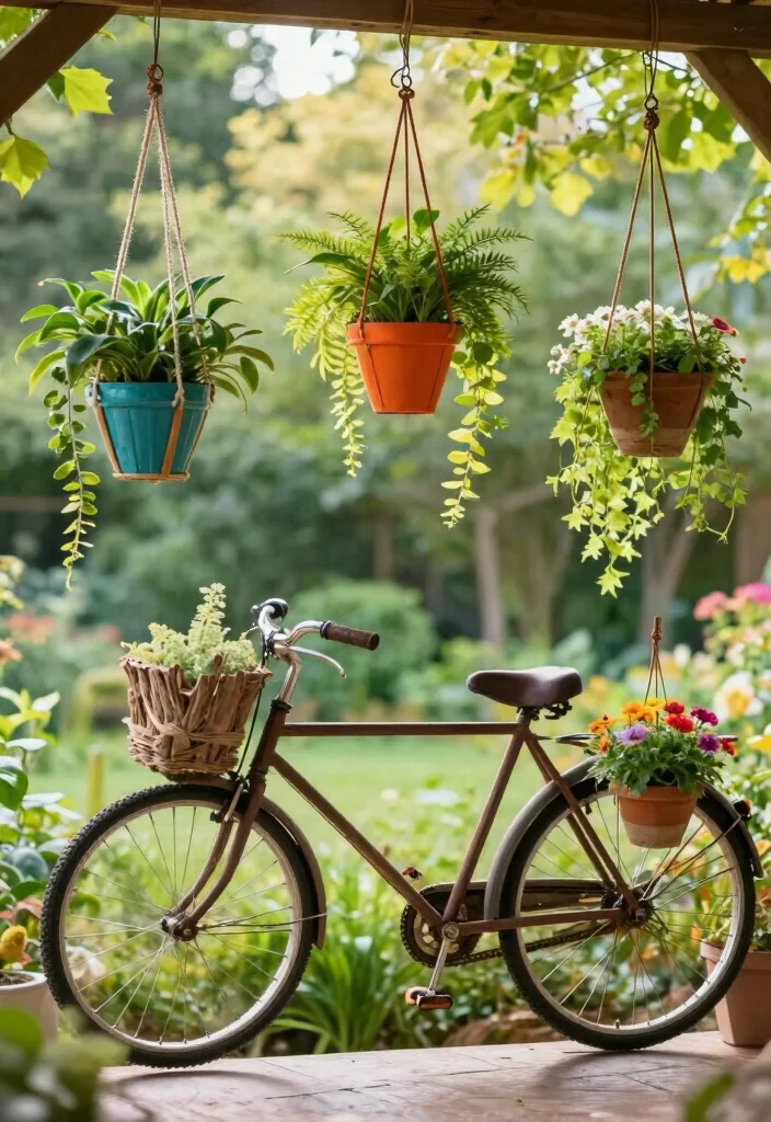 12 Outdoor Hanging Planter Ideas for Small Patios and Porches 122 12 Outdoor Hanging Planter Ideas for Small Patios and Porches 12. Whimsical Plant Hangers Made from Repurposed Materials 0