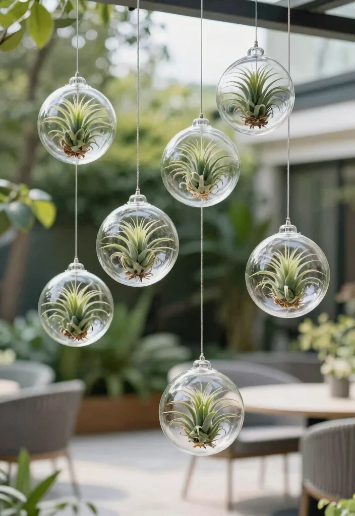 12 Outdoor Hanging Planter Ideas for Small Patios and Porches 89 12 Outdoor Hanging Planter Ideas for Small Patios and Porches 9. Hanging Spheres for a Modern Touch 0