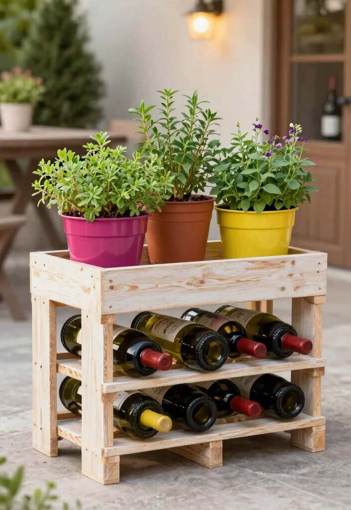 12 Pallet Planter Ideas for Easy DIY Vertical Gardens - 10. Pallet Wine Rack Planter 1