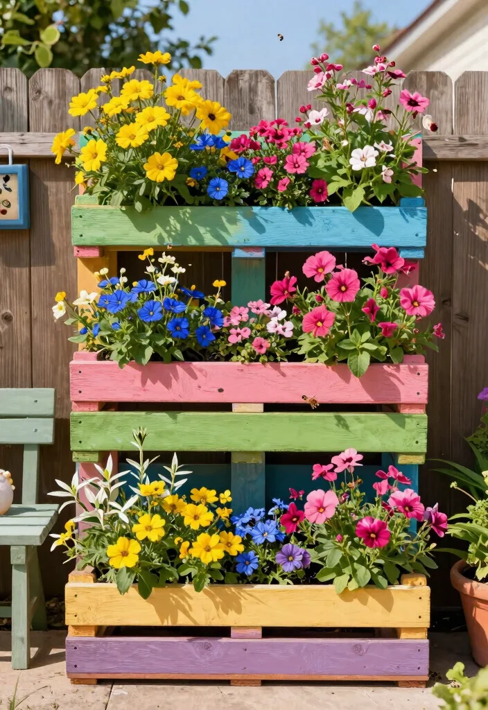 12 Pallet Planter Ideas for Easy DIY Vertical Gardens - 2. Vertical Flower Garden 1