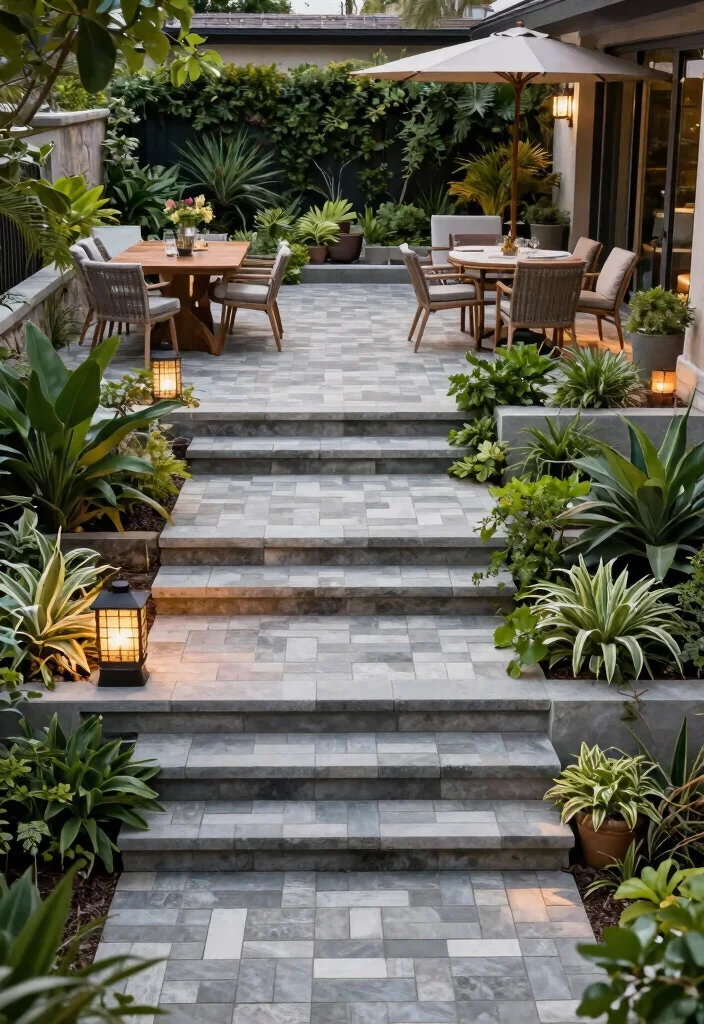 12 Patio Ideas With Pavers for Durable Outdoor Spaces - 8. Multi-Level Patios with Paver Steps 1