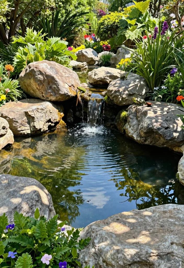 12 Pond Backyard Ideas for Peaceful Garden Landscapes - 1. Natural Rock Pond 1