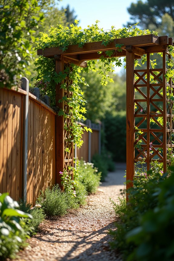attach base trellis to fence with proper fasteners