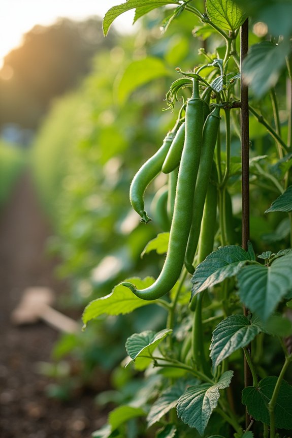 Do Green Beans Really Need a Trellis? 6 bush bean plants optional supportive stakes