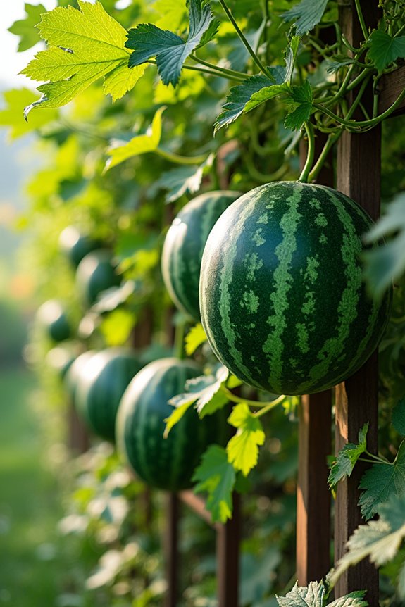 direct melons upward with slings