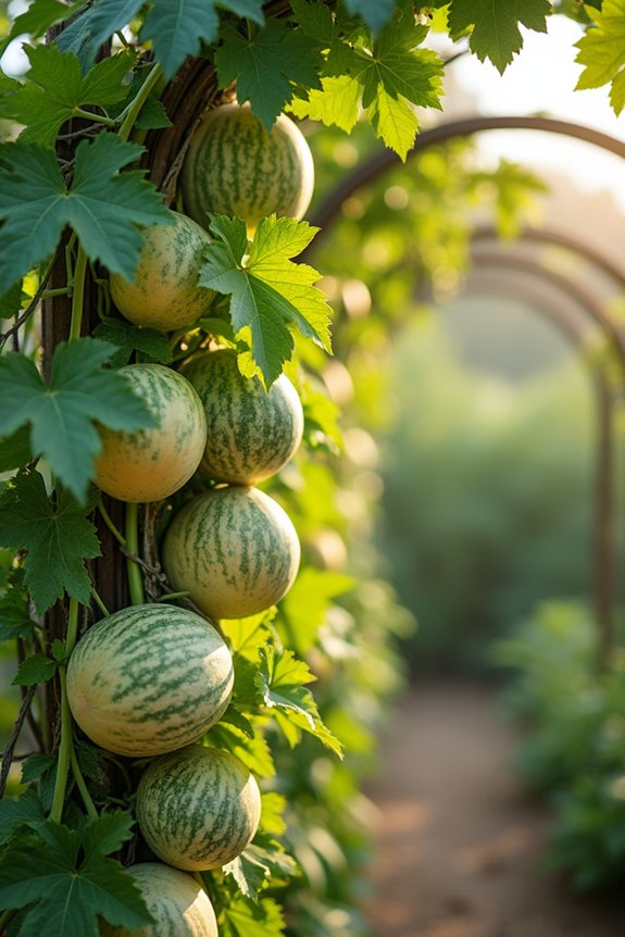 guide tie train cantaloupes upward