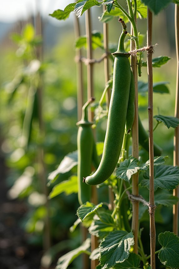 Do Green Beans Really Need a Trellis? 5 short bamboo stakes with twine