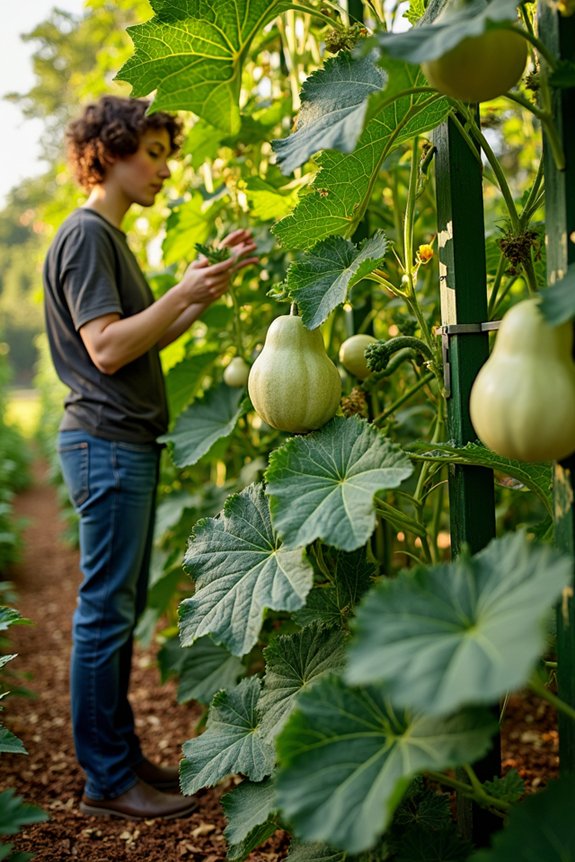 trellising boosts compact squash yields