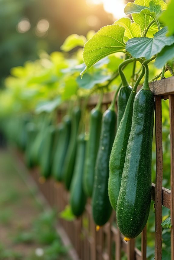 Do Cucumbers Need a Trellis to Grow? 2 vertical trellis yields straight clean cucumbers